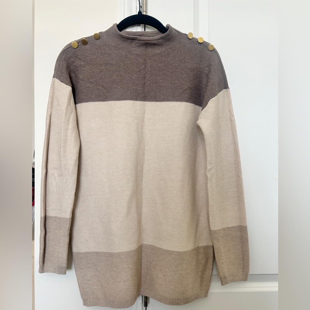 Women's Striped Tunic with Gold Button Details